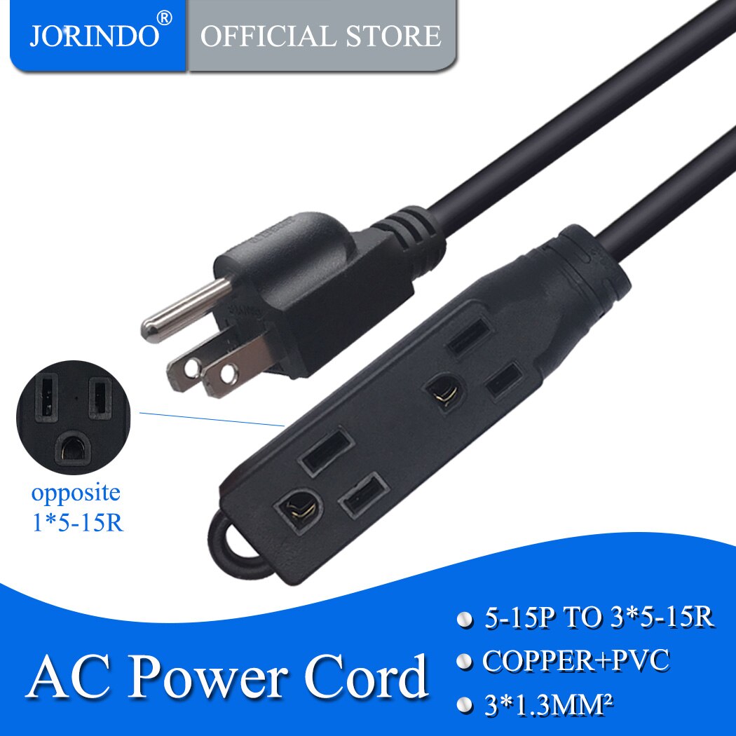 JORINDO 0.92M/3FT,USA NEMA 5-15P  3 * 5-15R  ̺ ڵ, Nema 5-15P  ÷-5-15R   ̺, 15A/125V